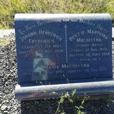 BRANDT Johann Henderich Frederich 1867-1956 &amp; Heiltje Marthina Magdelena BRITZ 1872-1958 