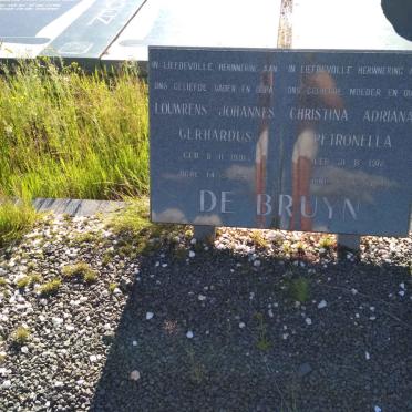 BRUYN Louwrens Johannes Gerhardus, du 1901-1991 &amp; Christina Adriana Petronella 1912-1994
