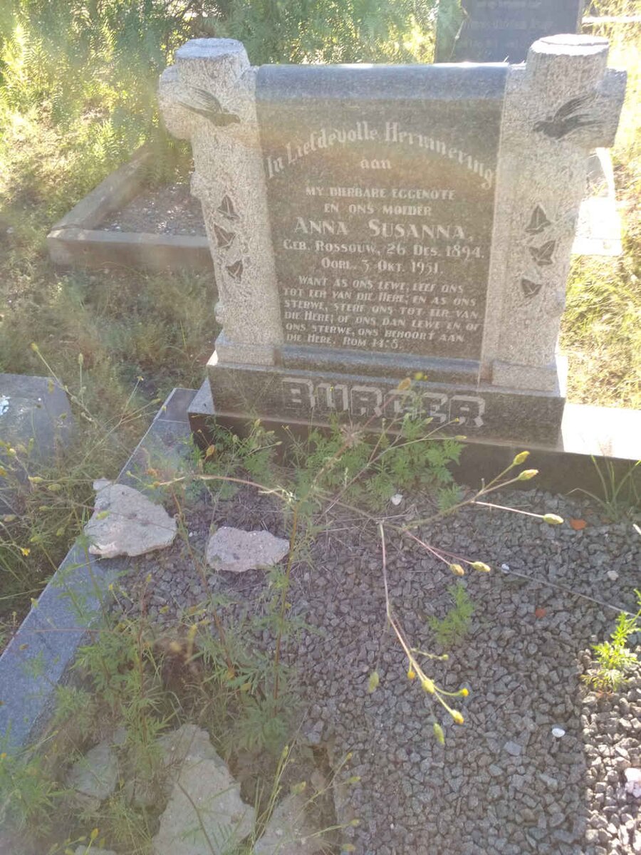 BURGER Anna Susanna nee ROSSOUW 1894-1951