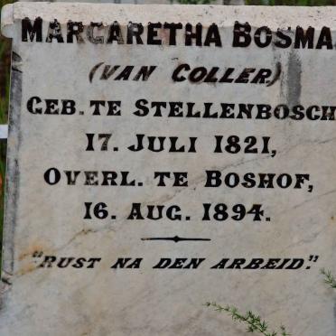BOSMAN Margaretha nee VAN COLLER 1821-1894