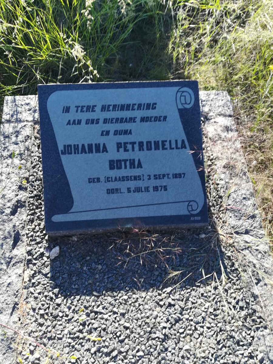 BOTHA Johanna Petronella nee CLAASSENS 1897-1975