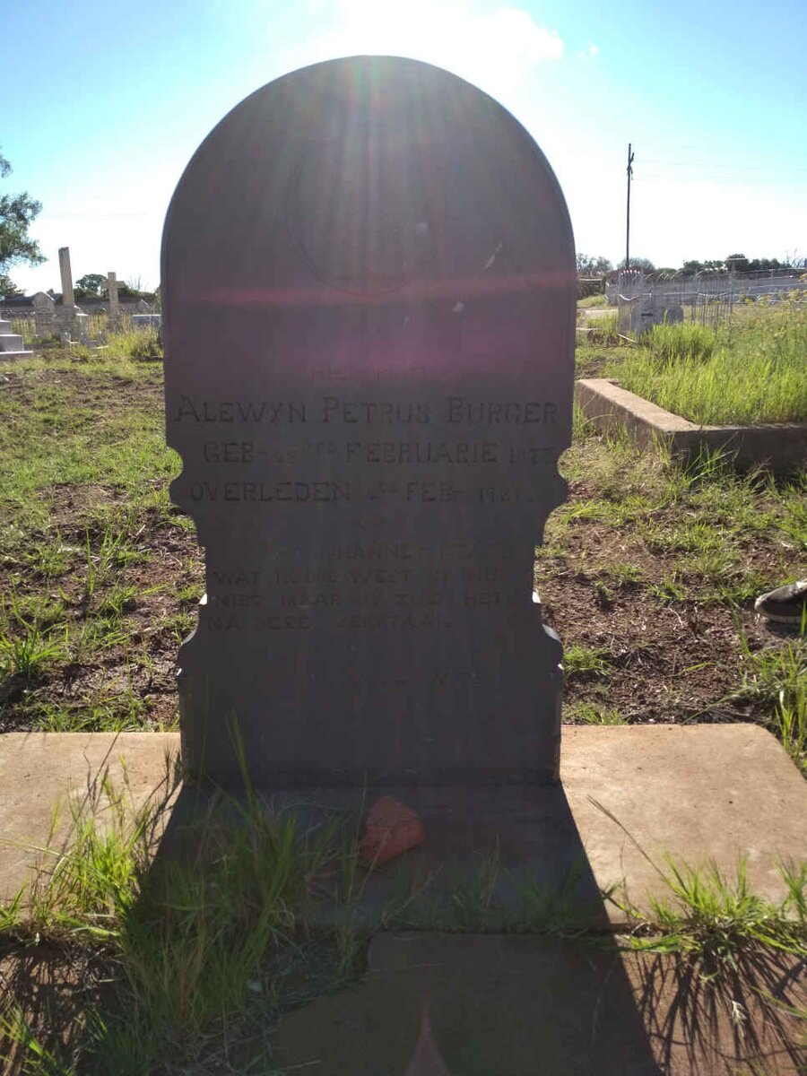 BURGER Alewyn Petrus 1875-1931