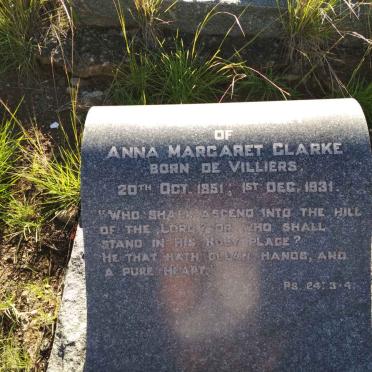 CLARKE Anna Margaret nee DE VILLIERS 1851-1931