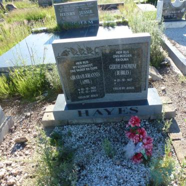 HAYES Abraham Johannes 1929-2000 &amp; Gertie Josephine 1937-