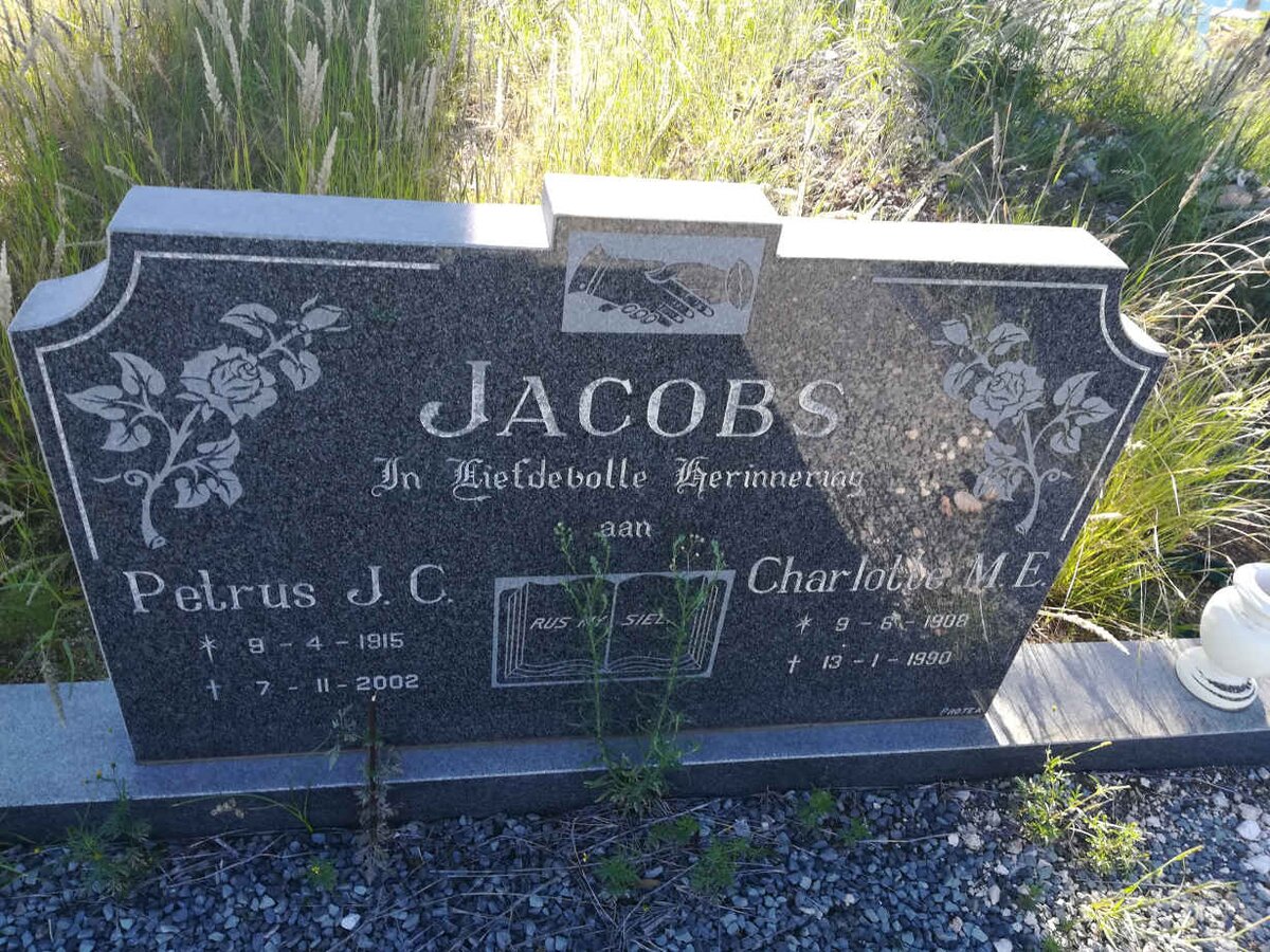 JACOBS Petrus J.C. 1915-2002 &amp; Charlotte M.E. 1908-1990