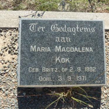 KOK Maria Magdalena nee BRITZ 1882-1971
