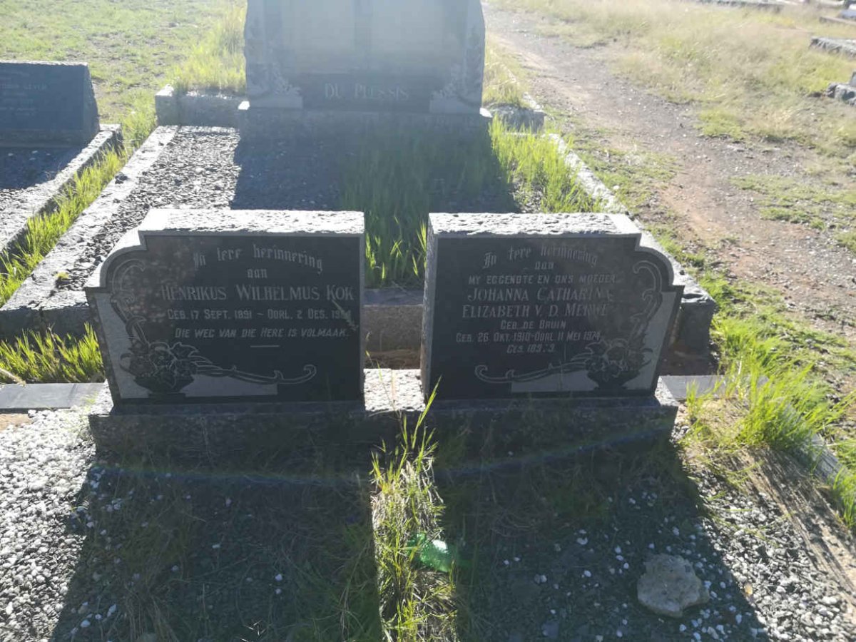 KOK Henrikus Wilhelmus 1891-1954 &amp; Johanna Catherina Elizabeth V.D. MERWE nee DE BRUIN 1910-1974