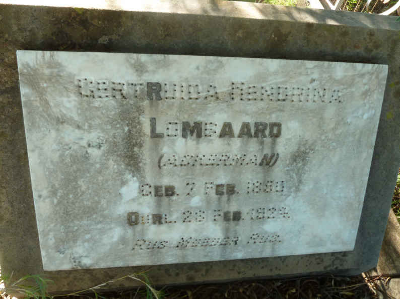 LOMBAARD Gertruida Hendrina nee ACKERMAN 1856-1924
