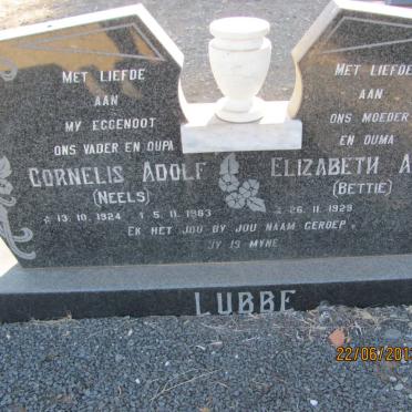LUBBE Cornelis Adolf 1924-1983 &amp; Elizabeth A.M. 1929-