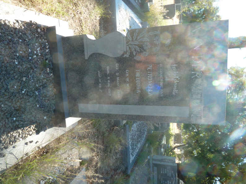 MERWE Petronella Theodora, van der nee DE WITT 1903-1969