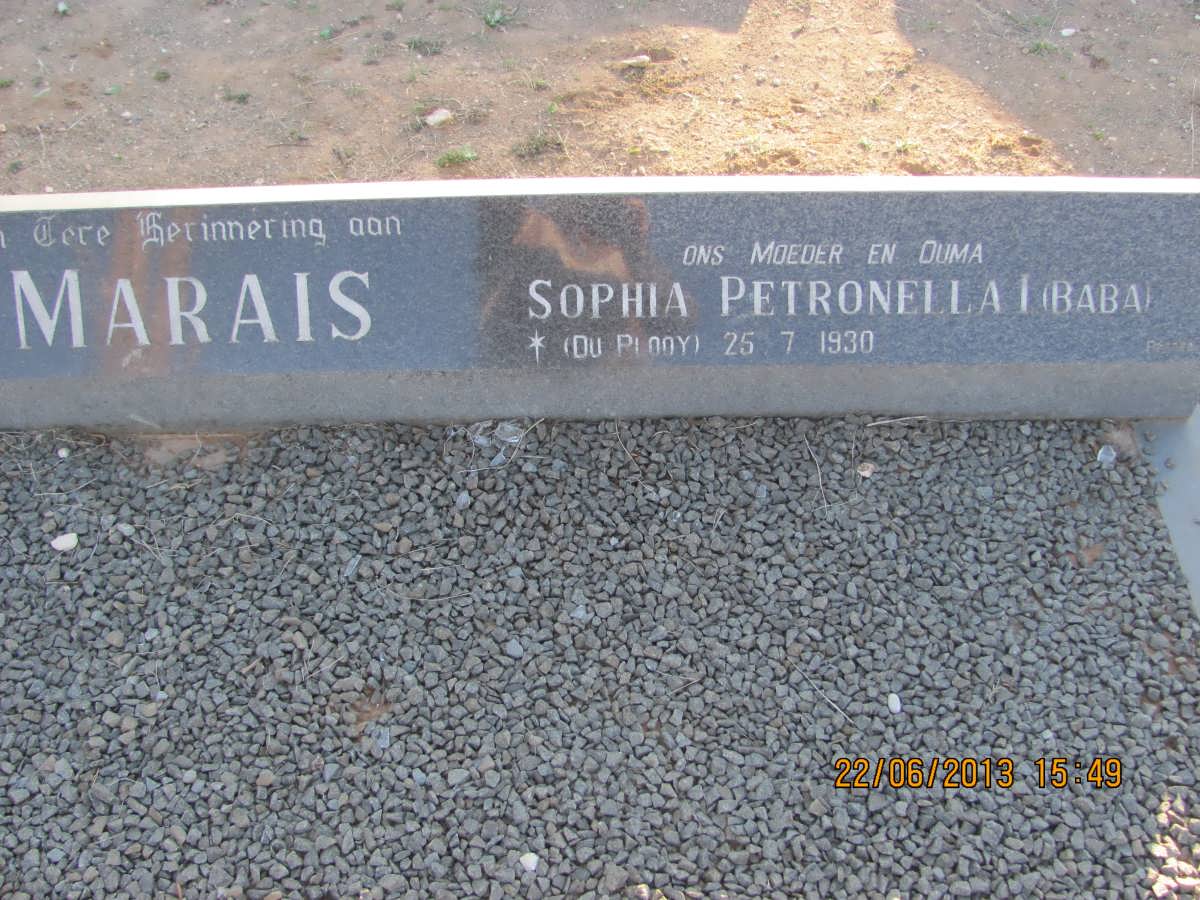 MARAIS Sophia Petronella nee DU PLOOY 1930-