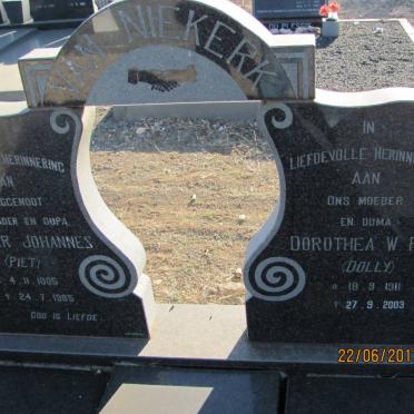 NIEKERK Pieter Johannes, van 1905-1985 &amp; Dorothy W.F. 1911-2003