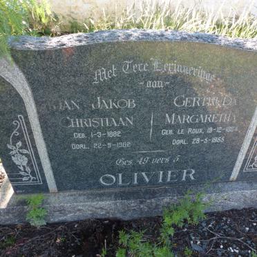 OLIVIER Jan Jakob Christiaan 1882-1962 &amp; Gertruida Margaretha LE ROUX 1884-1955