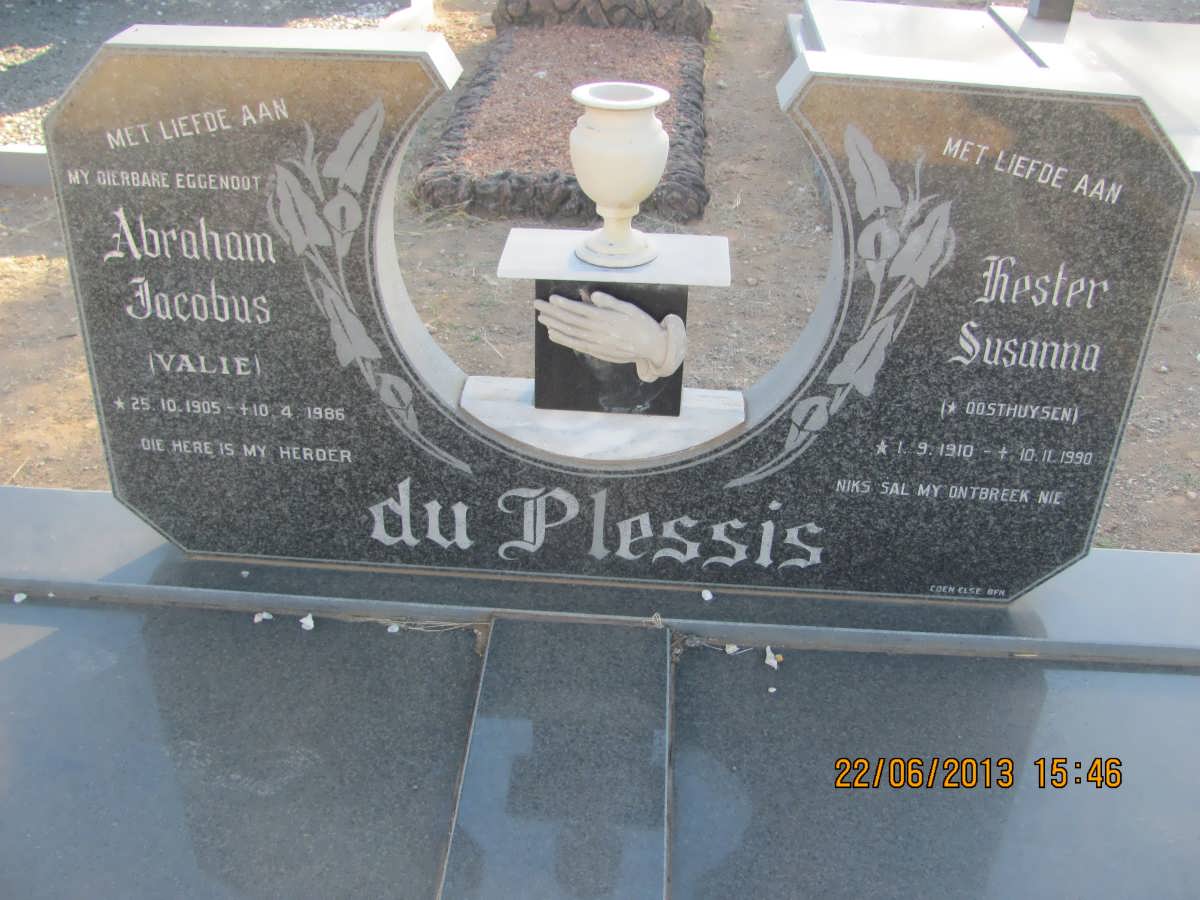 PLESSIS Abraham Jacobus, du 1905-1985 &amp; Hester Susanna OOSTHUYSEN 1910-1990