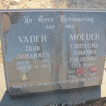 PLESSIS Dirk Johannes, du 1907-1997 &amp; Christina Johanna Frederika KOK 1913-1998