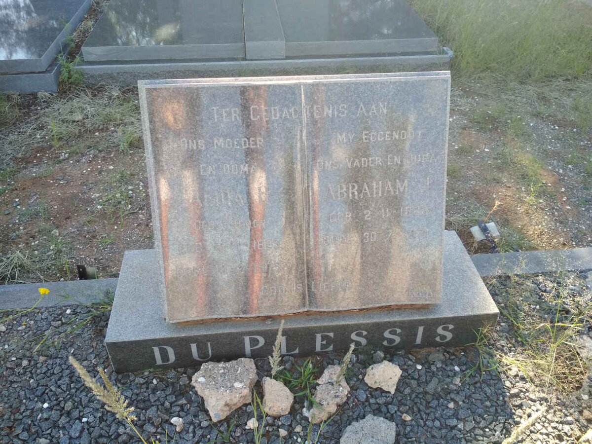 PLESSIS Abraham, du 1887-1971 &amp; Anna H. THERON 1893-1979