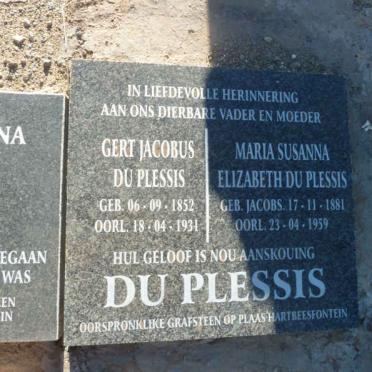 PLESSIS Gert Jacobus, du 1852-1931 &amp; Maria Susanna Elizabeth JACOBS 1881-1959