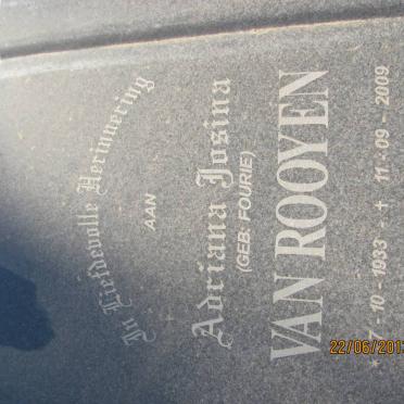 ROOYEN Petrus Johannes, van 1928-2009 &amp; Adriana Josina FOURIE 1933-2009