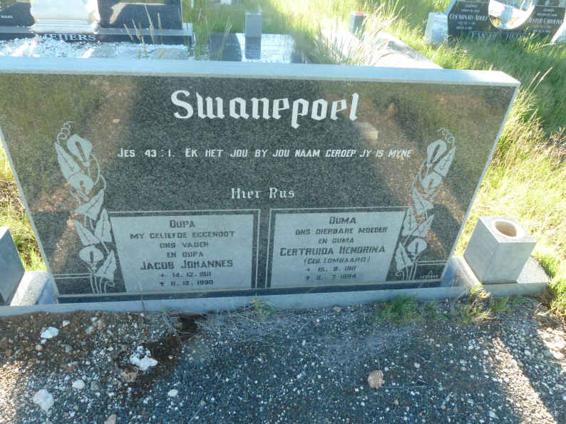 SWANEPOEL Jacob Johannes 1911-19?? &amp; Gertruida Hendrina LOMBAARD 1911-19??