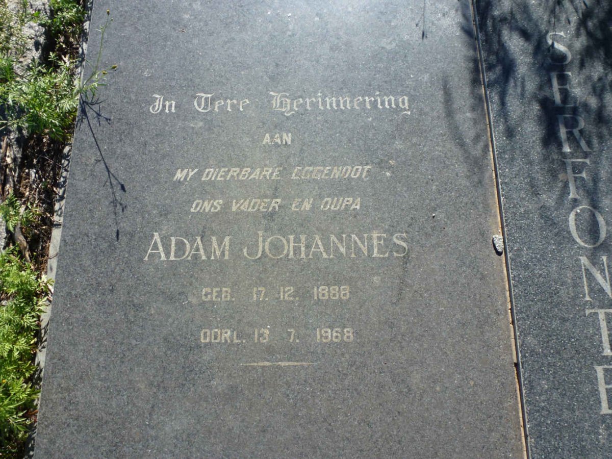 SERFONTEIN Adam Johannes 1888-1968 &amp; Susan FICK 1903-1975
