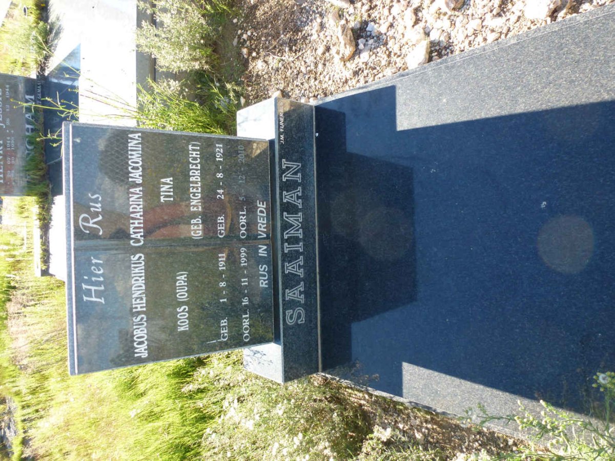 SAAIMAN Jacobus Hendrikus 1911-1999 &amp; Catharina Jacomina ENGELBRECHT 1921-2010