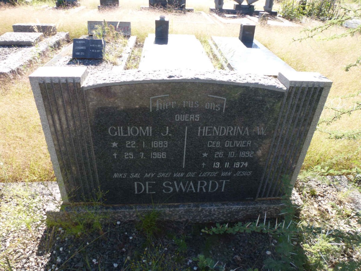 SWARDT Giliomi J., de 1883-1966 &amp; Hendrina W. OLIVIER 1892-1974