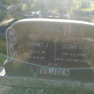 VILJOEN Johannes J. 1881-1961 &amp; Gesina A.M. V.D. VYVER 1875-1959