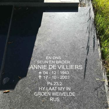 VILLIERS Johannes Nicolaas, de 1910-1977 &amp; Hester Magdalena 1911-2005 :: DE VILLIERS Jannie 1943-2003