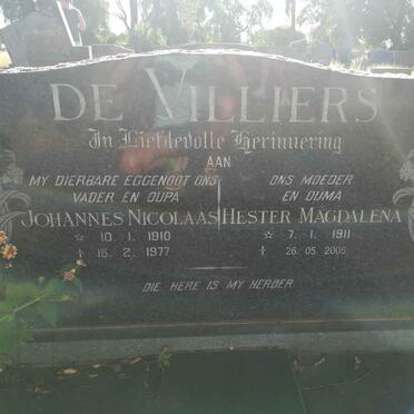 VILLIERS Johannes Nicolaas, de 1910-1977 &amp; Hester Magdalena 1911-2005 :: DE VILLIERS Jannie 1943-2003