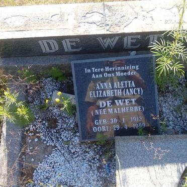 WET Anna Aletta Elizabeth, de nee MALHERBE 1912-1999