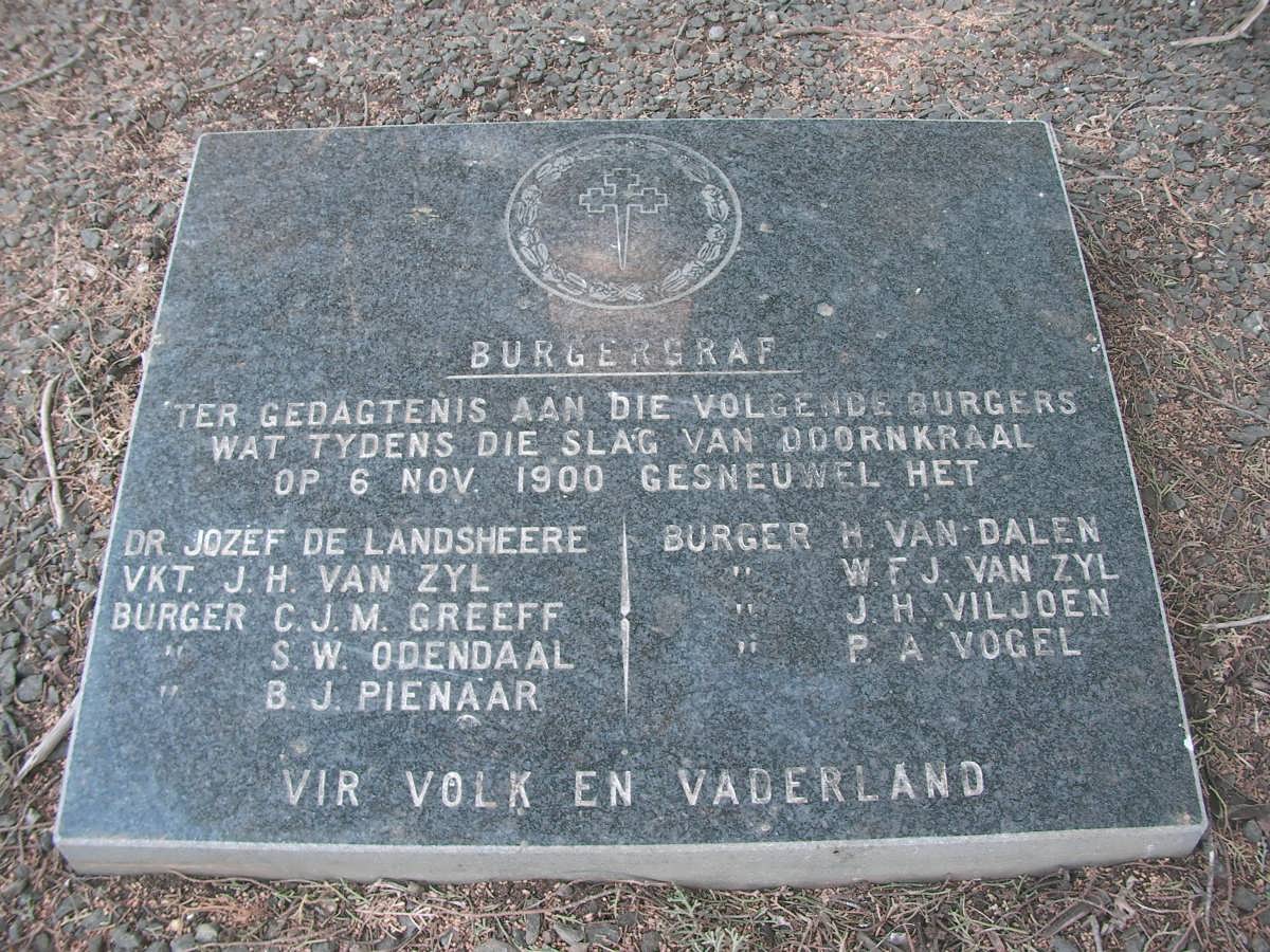 5. Slag van Doornkraal 6 Nov 1900 - Gesneuwelde Burgers
