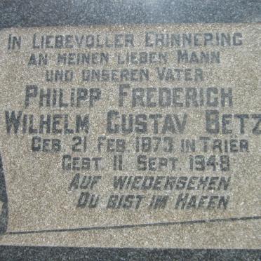 BETZ Philipp Frederich Wilhelm Gustav 1873-1948