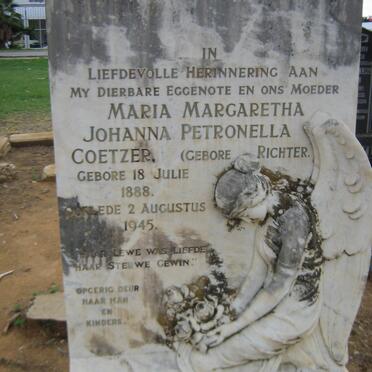 COETZER Maria Margaretha Johanna Petronella nee RICHTER 1888-1945