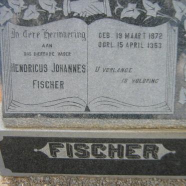 FISCHER Hendricus Johannes 1872-1953 &amp; Johanna Francina VILJOEN 1869-1951 :: ENGEL Joan Anne -1945