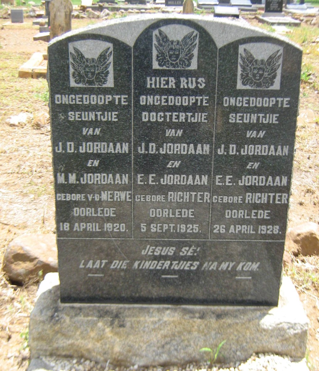 JORDAAN Ongedoopte seuntjie -1920 :: JORDAAN Ongedoopte dogtertjie -1925 :: JORDAAN Ongedoopte seuntjie -1928