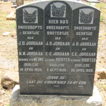 JORDAAN Ongedoopte seuntjie -1920 :: JORDAAN Ongedoopte dogtertjie -1925 :: JORDAAN Ongedoopte seuntjie -1928