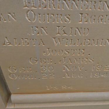 JOOSTE Aleta Willemina nee JAMES 1924-1948 