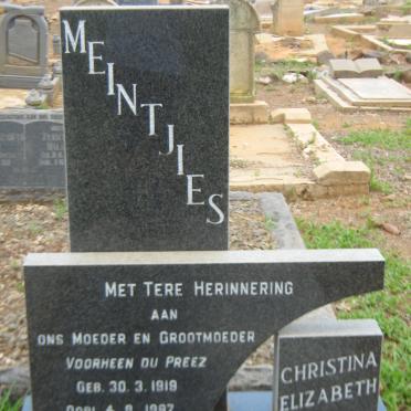 MEINTJIES Christina Elizabeth formerly DU PREEZ 1919-1997
