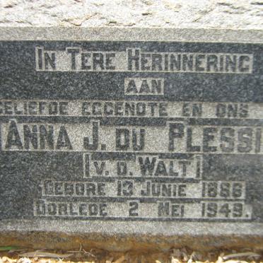 PLESSIS Anna J., du nee V. D. WALT 1886-1949