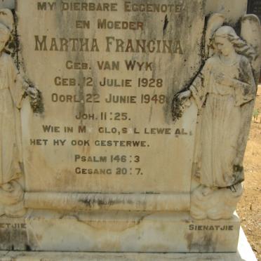 REYNDERS Martha Francina nee VAN WYK 1928-1948