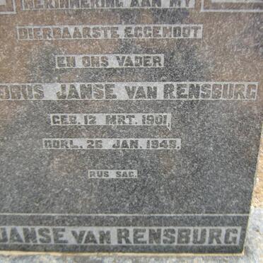 RENSBURG Jacobus, Janse van 1901-1948