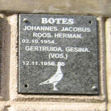 BOTES Johannes Jacobus Roos Herman 1954- &amp; Gertruida Gesina VOS 1956-