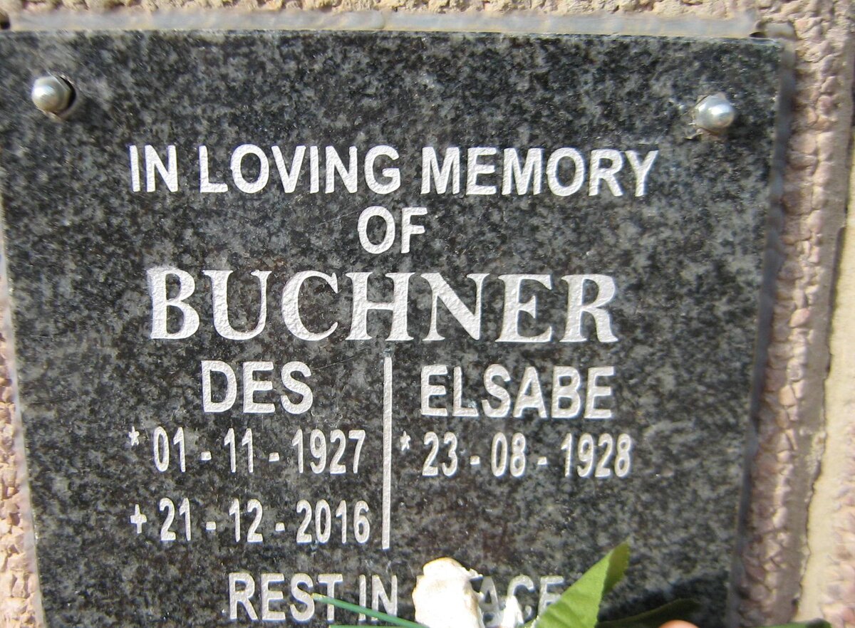 BUCHNER Des 1927-2016 &amp; Elsabe 1928-