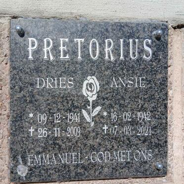 PRETORIUS Dries 1941-2009 & Ansie 1942-2021