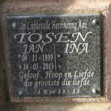 TOSEN Jan 1939-2013 &amp; Ina