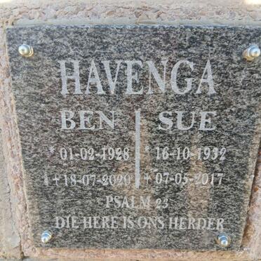 HAVENGA Ben 1928-2020 & Sue 1932-2017