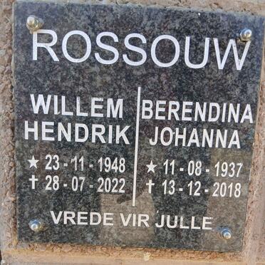 ROSSOUW Willem Hendrik 1948-2022 & Berendina Johanna 1937-2018