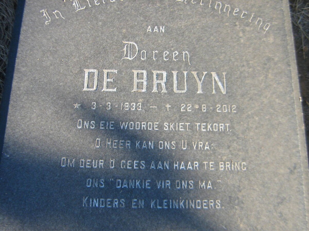 BRUYN Doreen, de 1933-2012