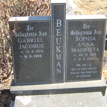 BEUKMAN Gabriel Jacobus 1924-2008 &amp; Sophia Anna Magrieta 1926-2004