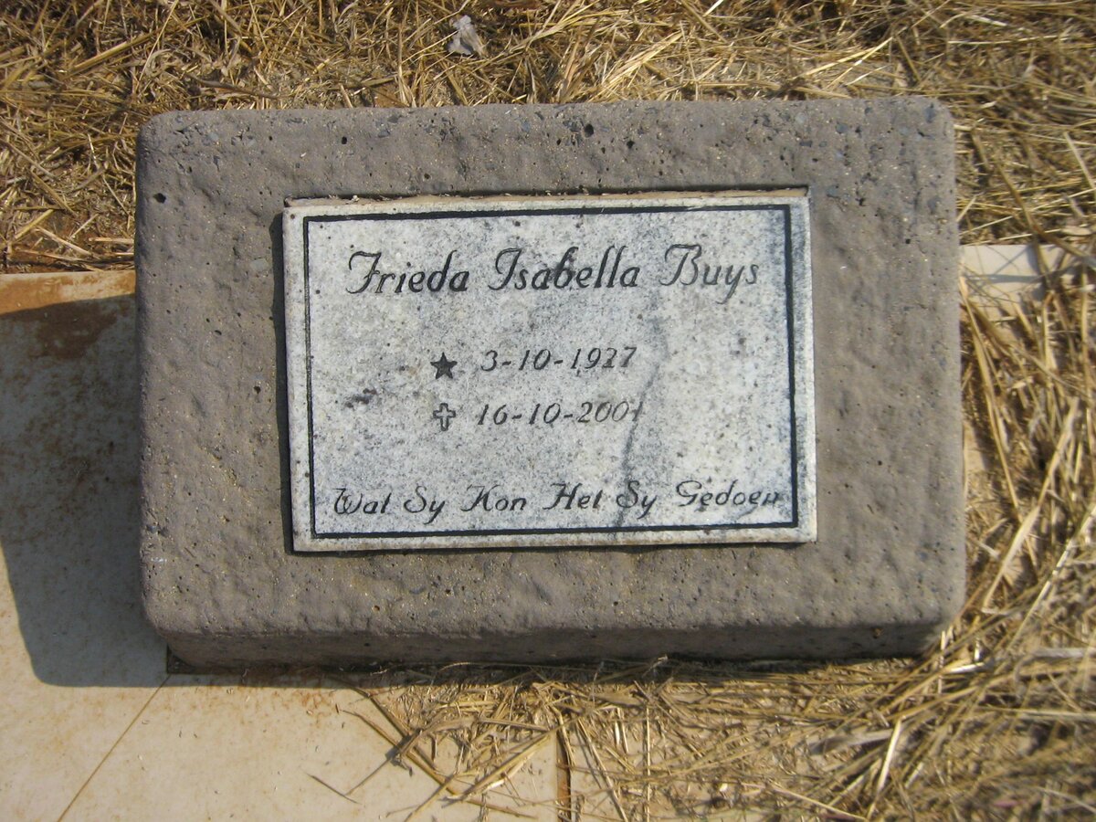BUYS Frieda Isabella 1927-2001